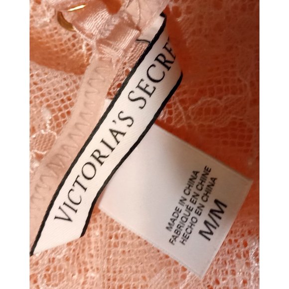 Victoria's Secret Peach/Pink Corset Back Lace Sheer Metallic Chemise Sz M - Picture 5 of 5